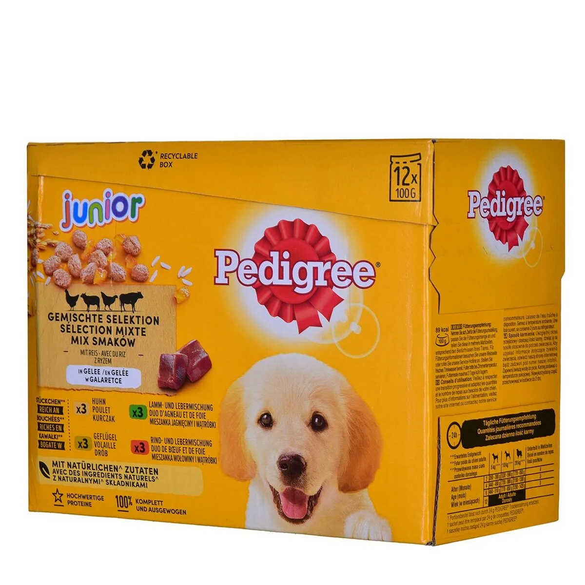 COMIDA HÚMEDA PEDIGREE UNIOR SELECTION POLLO TERNERA CORDERO AVES 100 G 12 X 100 G