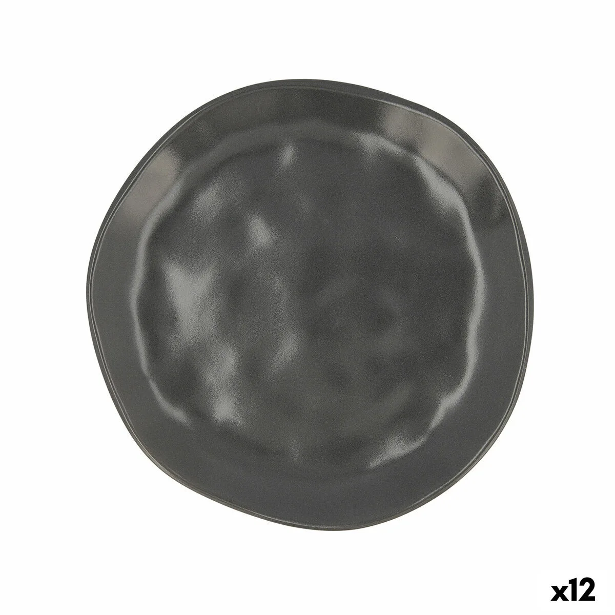 PLATO DE POSTRE BIDASOA COSMOS CERÁMICA NEGRO (20 CM) (12 UNIDADES)