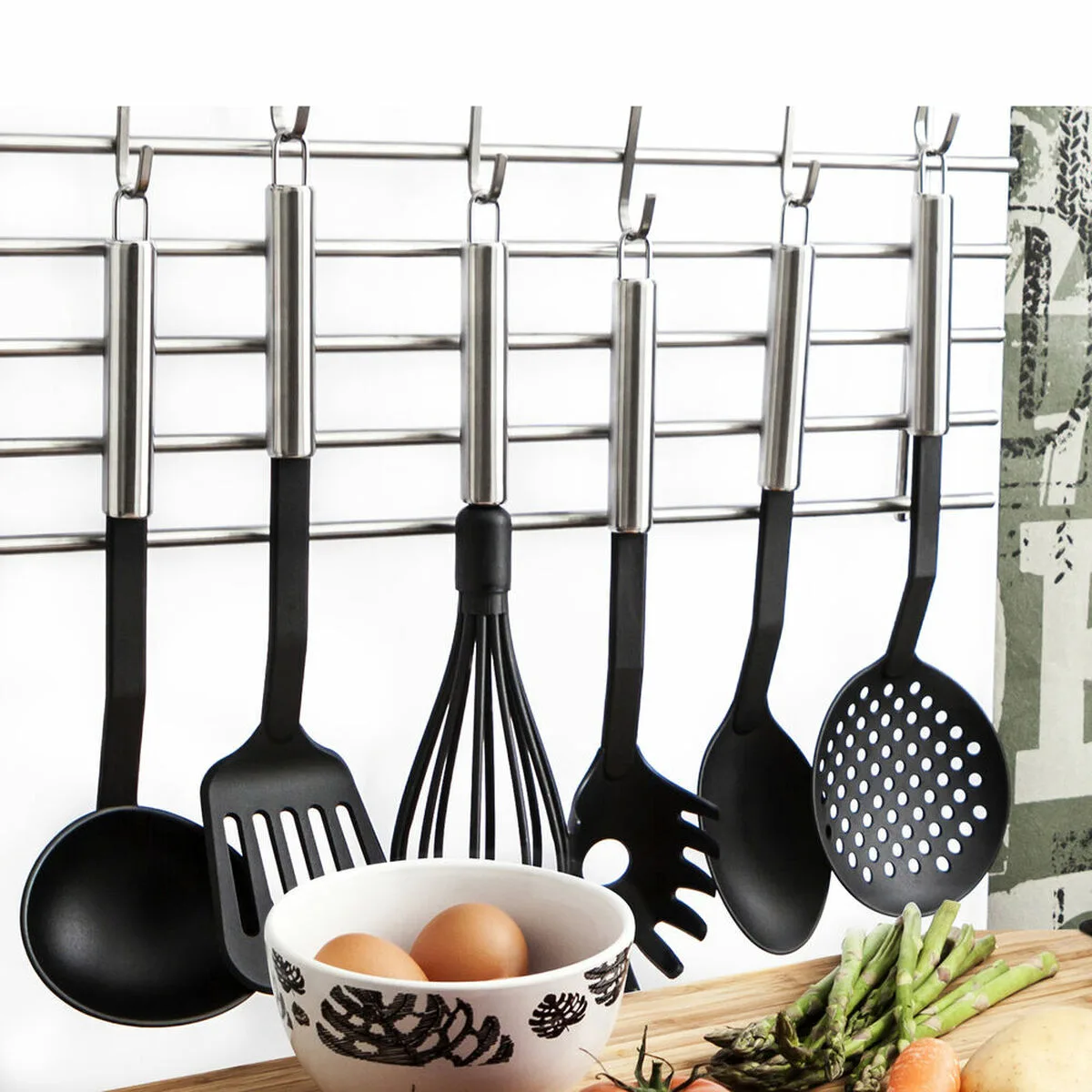 PLATO QUID HABITAT NEGRO ACERO PLÁSTICO 35 X 7 X 5 CM (12 UNIDADES)