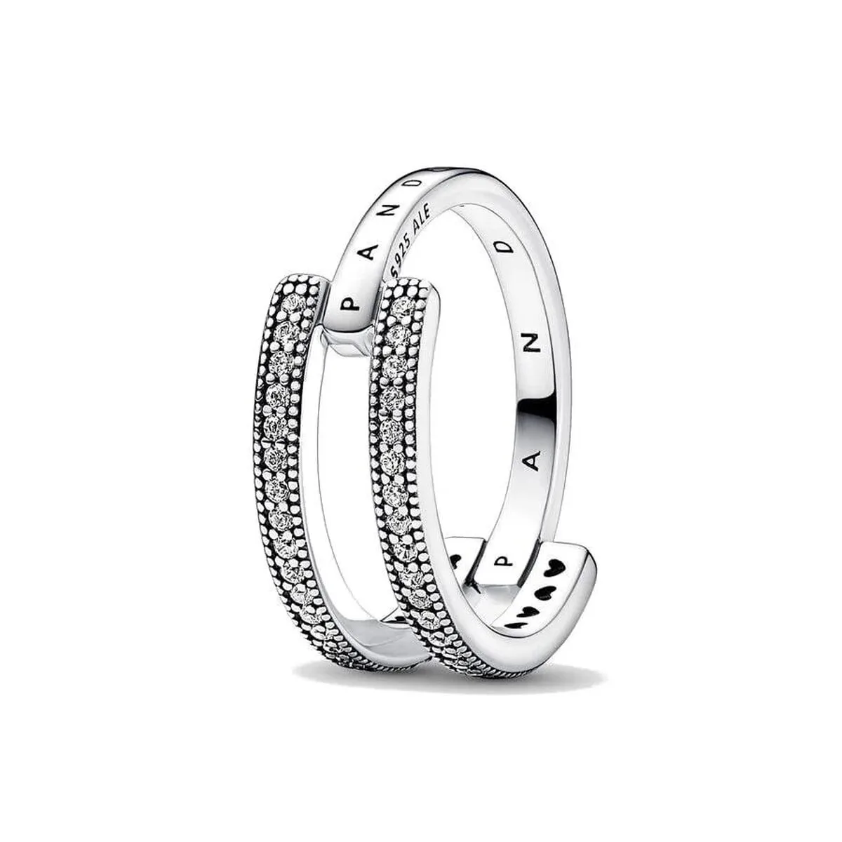 ANILLO MUJER PANDORA SIGNATURE LOGO & PAVE DOUBLE BAND - RING - SIZE 54