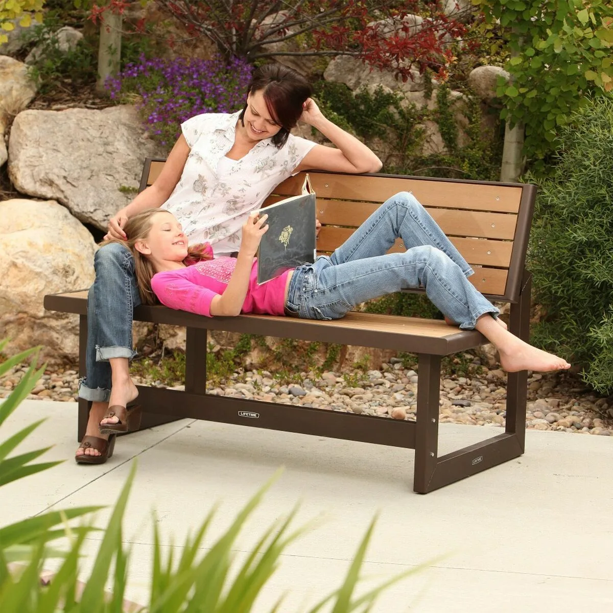 BANCO CON RESPALDO LIFETIME MESA MARRÓN CONVERTIBLE