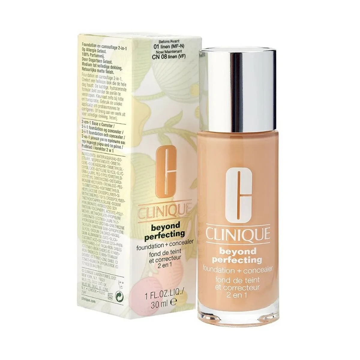 BASE DE MAQUILLAJE FLUIDA CLINIQUE BEYOND PERFECTING 1-LINEN 2 EN 1 30 ML