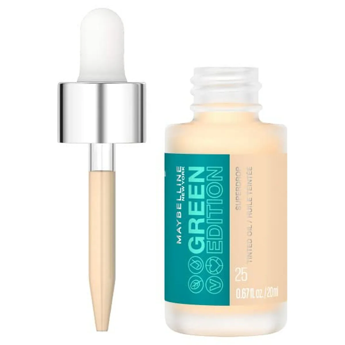 BASE DE MAQUILLAJE FLUIDA MAYBELLINE GREEN EDITION ACEITE Nº 25 (20 ML)