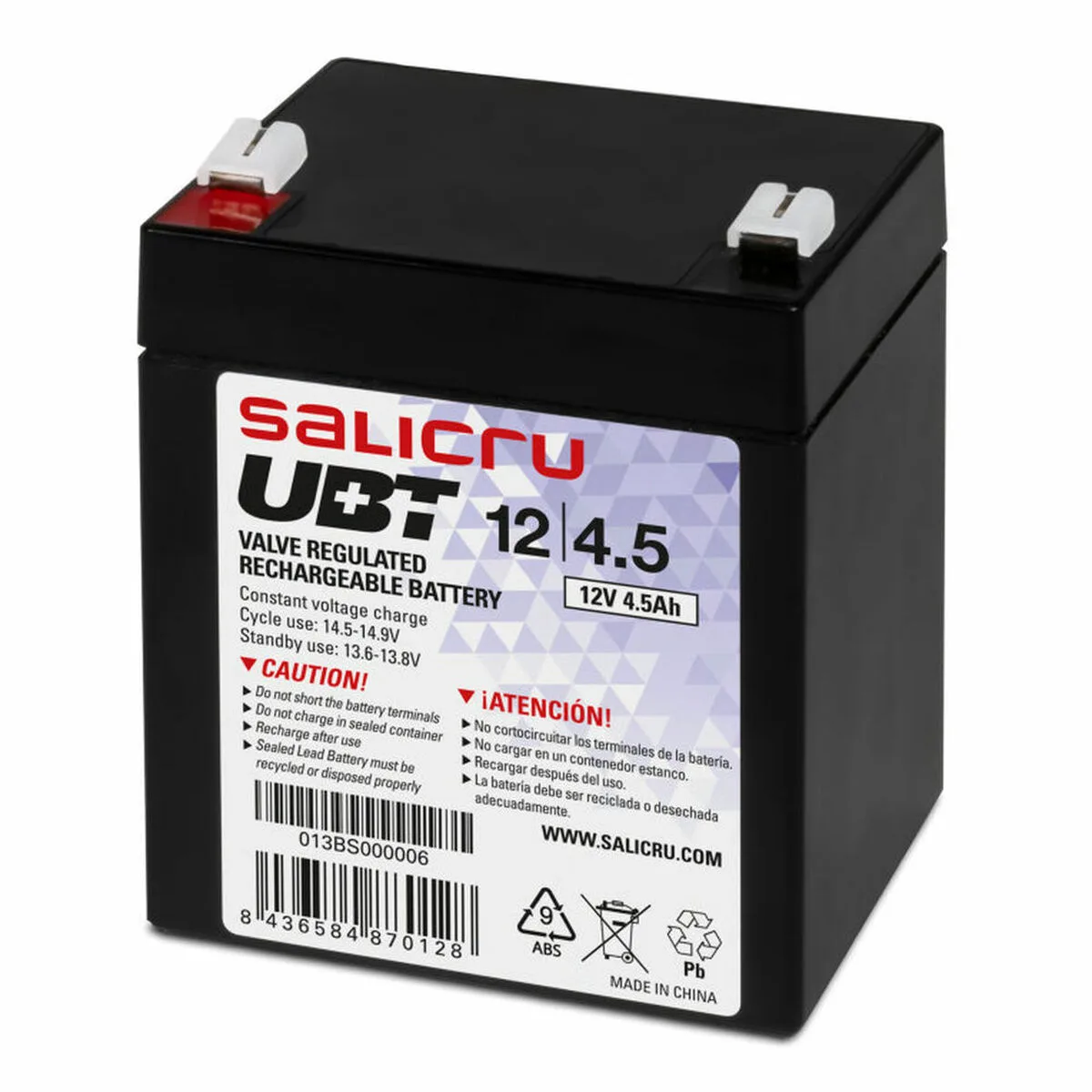 BATERÍA PARA SAI SALICRU UBT 12/4,5 VRLA 4.5 AH 4,5 AH 12 V 12V