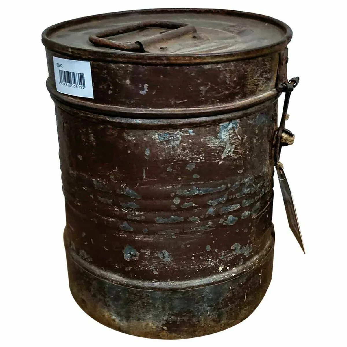 BIDÓN DECORATIVO ALEXANDRA HOUSE LIVING MARRÓN HIERRO ESTILO ARTESANAL 20 X 24 X 20 CM