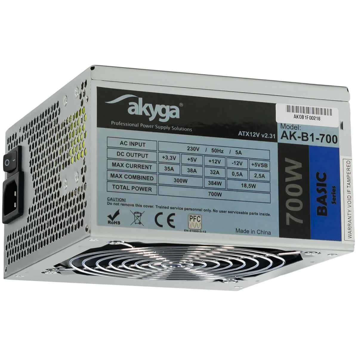 FUENTE DE ALIMENTACIÓN AKYGA AK-B1-700 700 W CABLEADA VENTILACIÓN LATERAL ATX