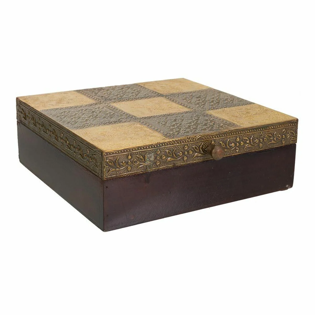 CAJA-JOYERO ALEXANDRA HOUSE LIVING MARRÓN OSCURO LATÓN MADERA DE MANGO MADERA MDF 20 X 7 X 20 CM