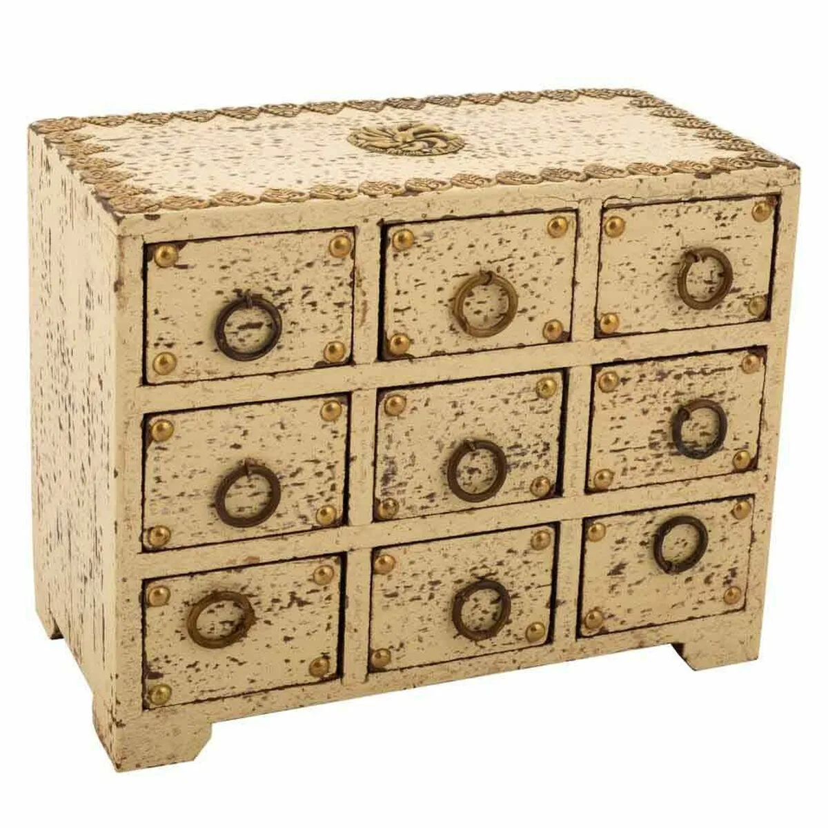 CAJA-JOYERO ALEXANDRA HOUSE LIVING CREMA MADERA DE MANGO 10 X 16 X 20 CM 9 CAJONES