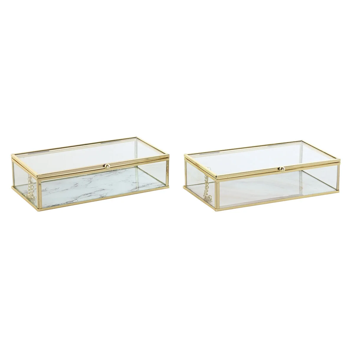 CAJA-JOYERO DKD HOME DECOR DORADO METAL CRISTAL 20 X 11 X 5 CM 22 X 12 X 7 CM (2 UNIDADES)
