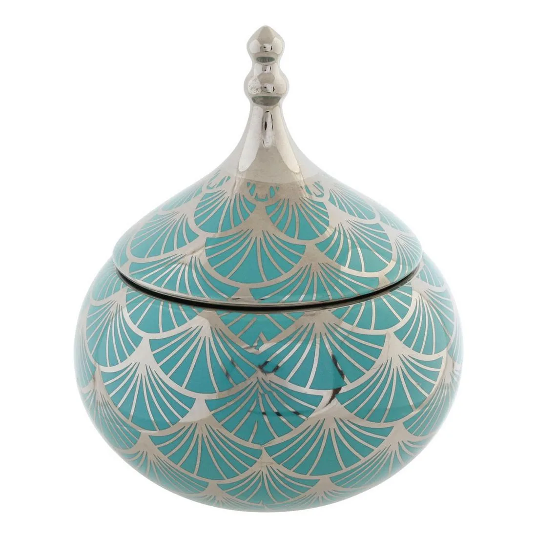 CAJA-JOYERO DKD HOME DECOR PORCELANA TURQUESA 14 X 14 X 17 CM