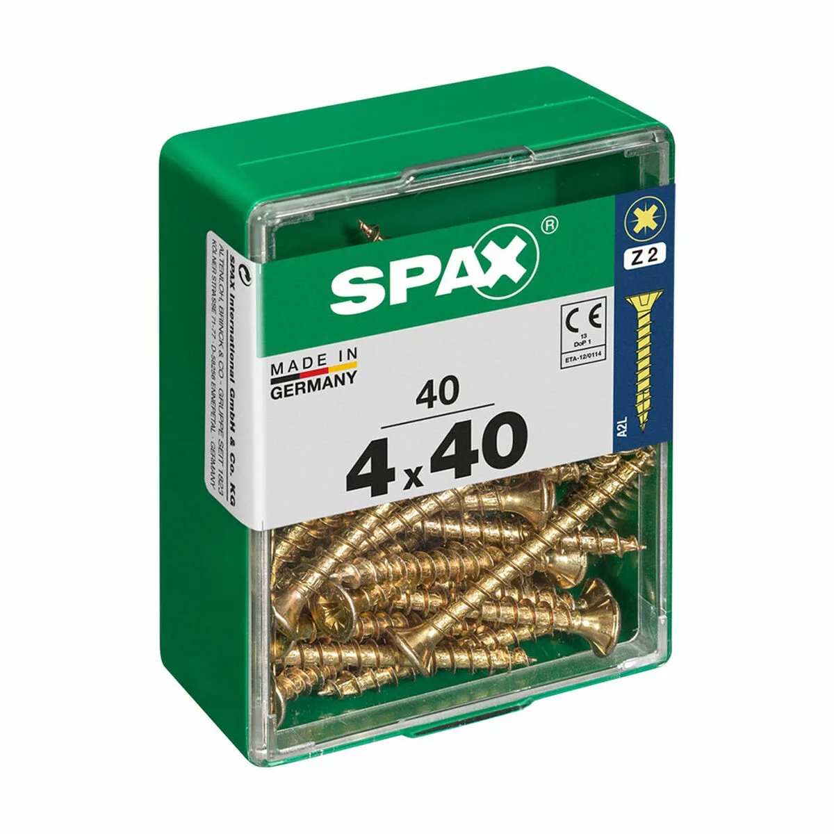CAJA DE TORNILLOS SPAX TORNILLO DE MADERA CABEZA PLANA (4,0 X 40 MM) (4 X 40 MM)