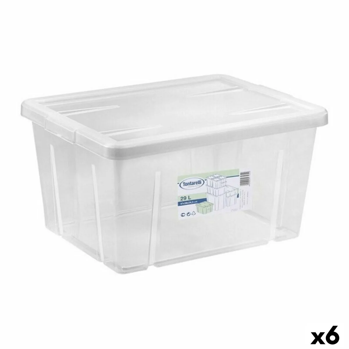 CAJA DE ALMACENAJE CON TAPA TONTARELLI LINEA BOX 47 X 36 X 24,5 CM (6 UNIDADES)