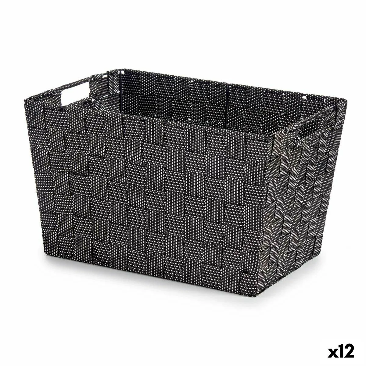 CAJA DE ALMACENAJE KIPIT A3-6875 NEGRO POLIÉSTER TELA TRENZADA 10 L 35 X 20 X 25 CM 25 X 20 X 35 CM (12 UNIDADES)