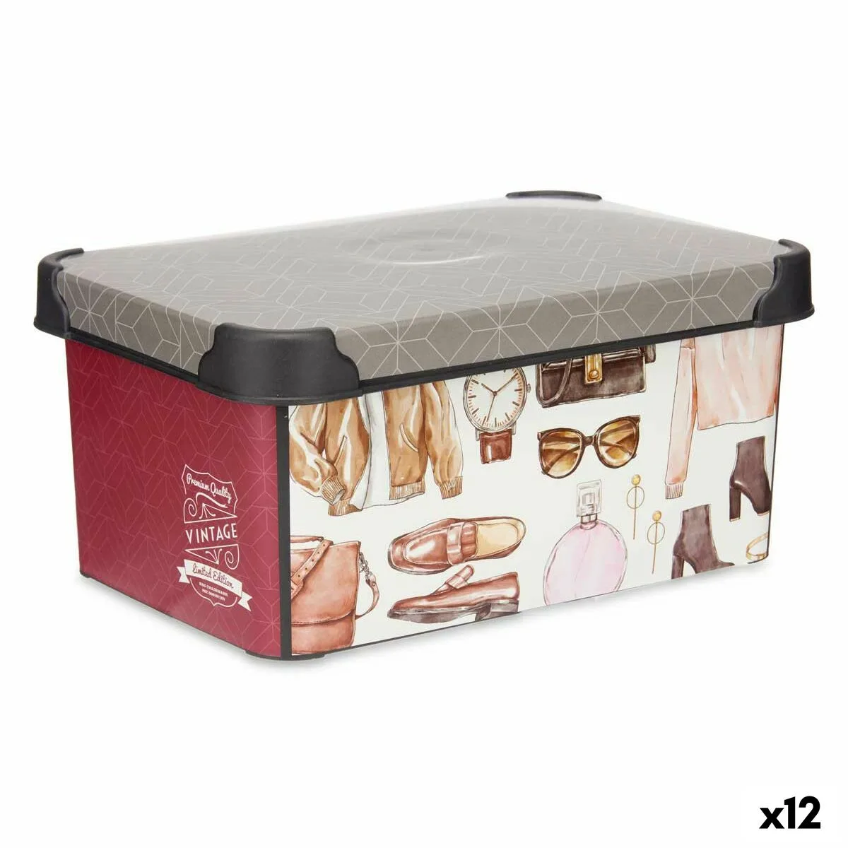 CAJA DE ALMACENAJE KIPIT STYLE BOX-5L-3 PLÁSTICO VINTAGE 5 L 19 X 13,5 X 29 CM (12 UNIDADES)