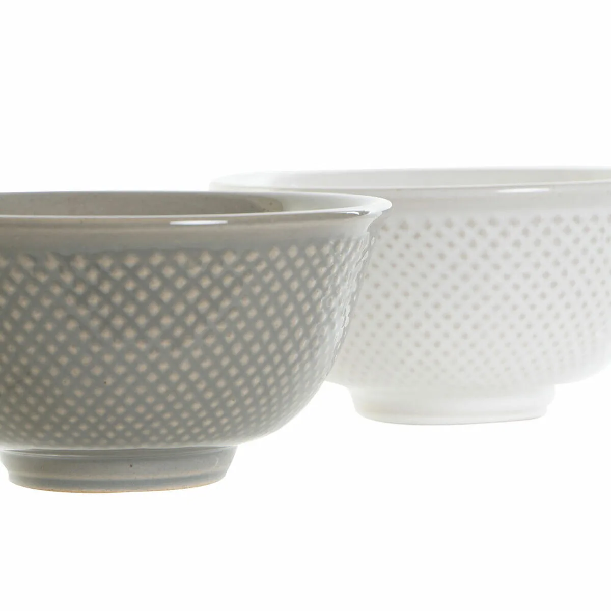 CUENCO DKD HOME DECOR BLANCO GRIS PORCELANA VINTAGE 12,5 X 12,5 X 6,5 CM 2 PIEZAS