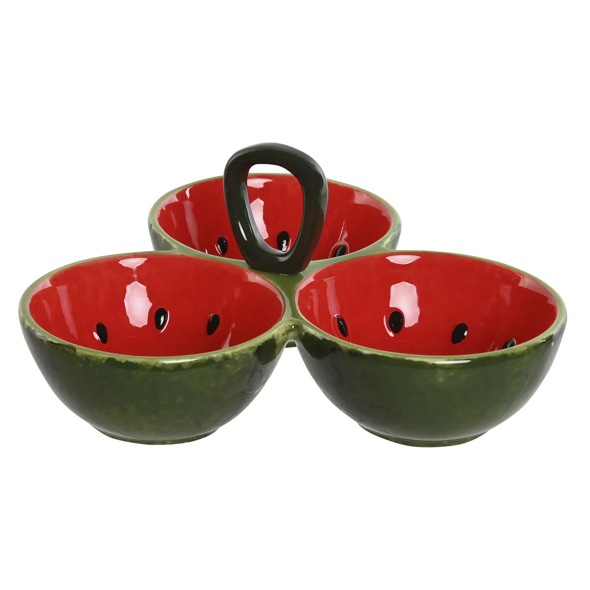 BOL PARA APERITIVOS HOME ESPRIT ROJO VERDE GRES SANDÍA 23 X 22 X 10,5 CM