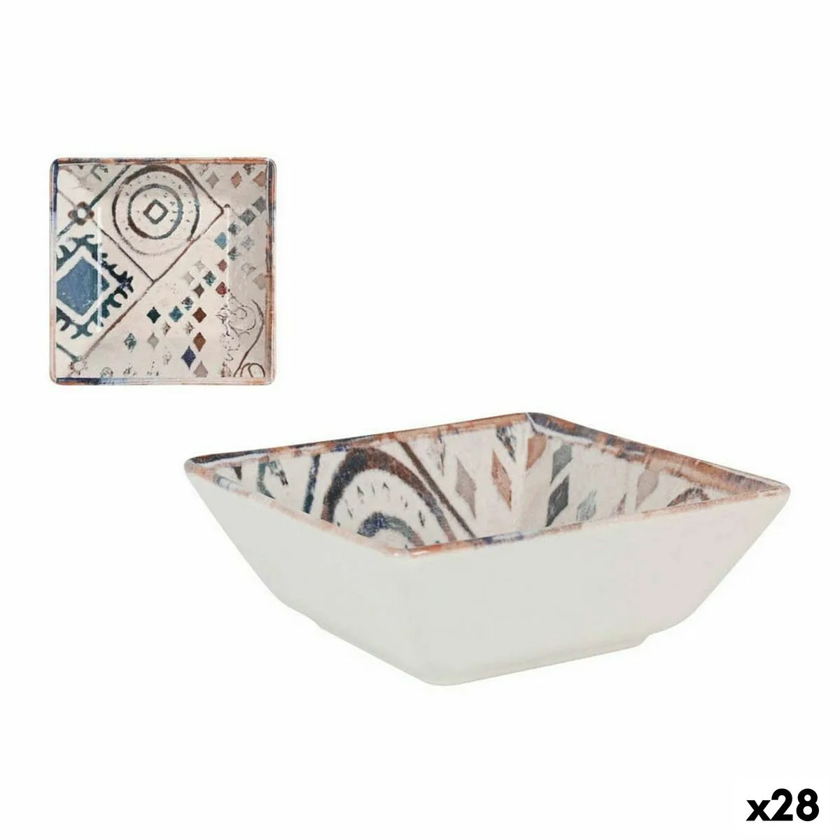 BOL PARA APERITIVOS LA MEDITERRÁNEA GRECIA AZUL MARRÓN PORCELANA 13 X 13 X 5 CM (28 UNIDADES)