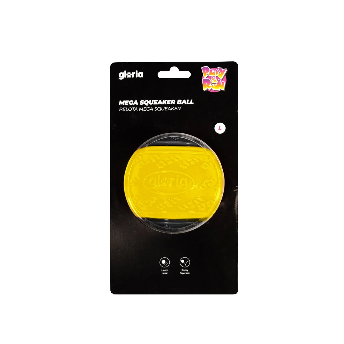 PELOTA PARA MASCOTAS GLORIA PLAY AND RUN AMARILLO TPR L 8,89 CM