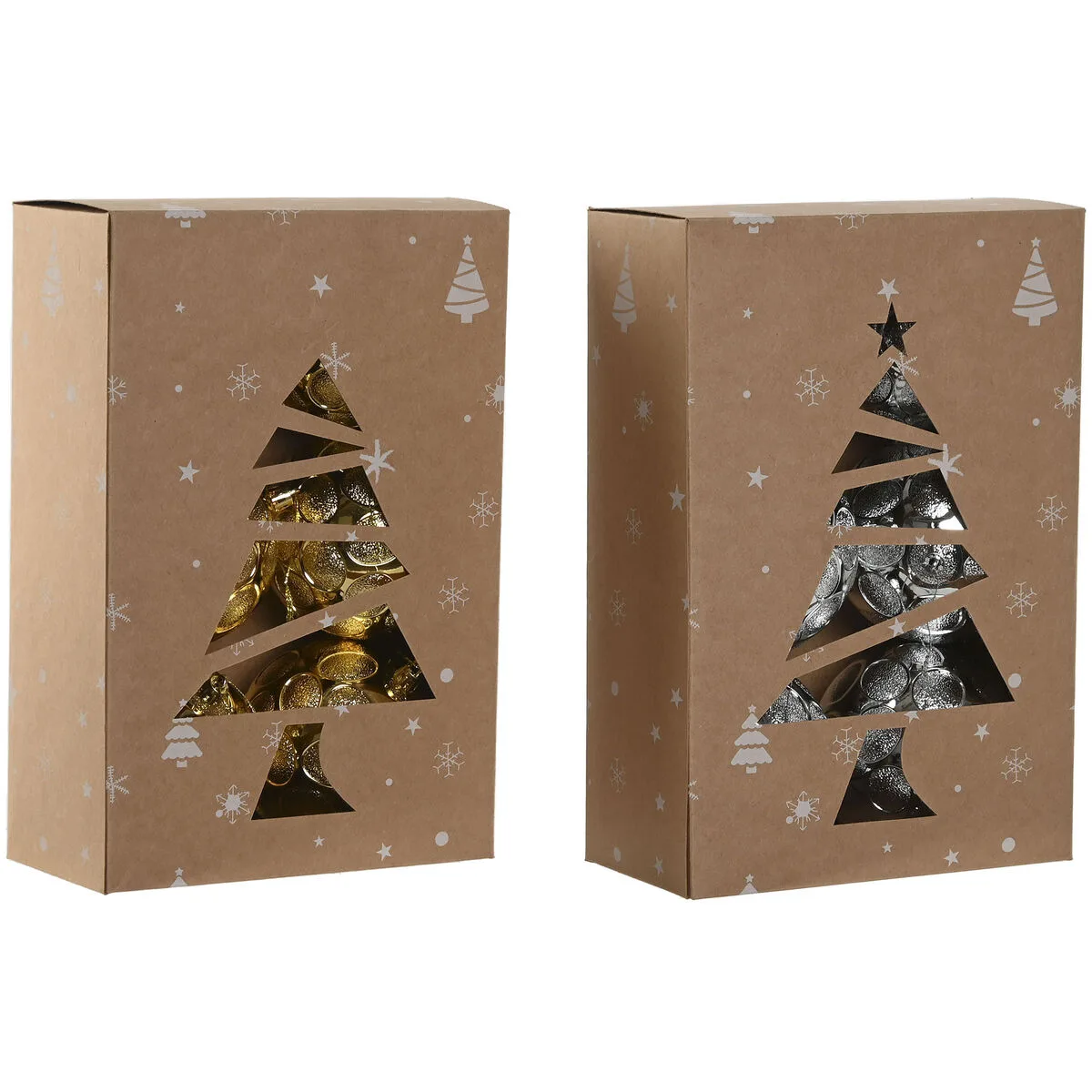 BOLAS DE NAVIDAD HOME ESPRIT DORADO PLATEADO PVC 20 X 10 X 30 CM (2 UNIDADES)