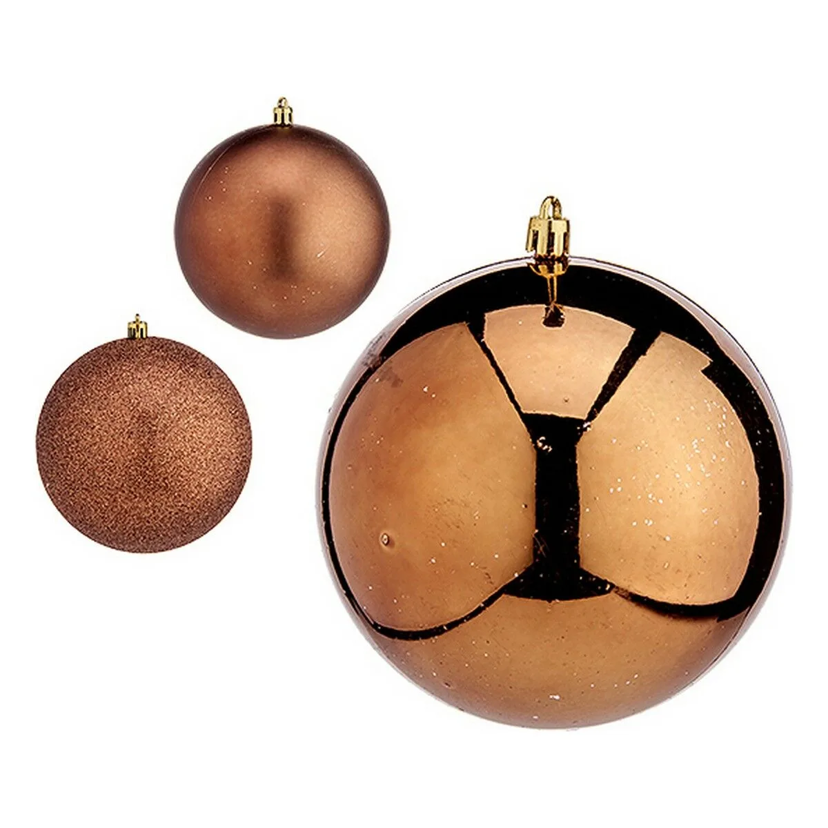 BOLAS DE NAVIDAD KRIST+ 00780 MARRÓN PLÁSTICO Ø 12 CM 6 UNIDADES