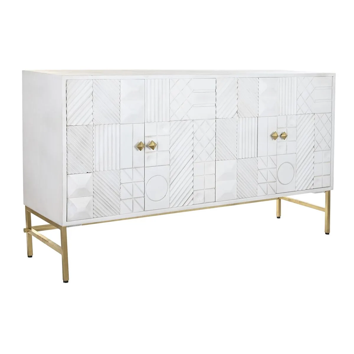 APARADOR DKD HOME DECOR BLANCO LATÓN MADERA DE MANGO 157 X 43 X 84 CM 153 X 43 X 84 CM ROMBOS
