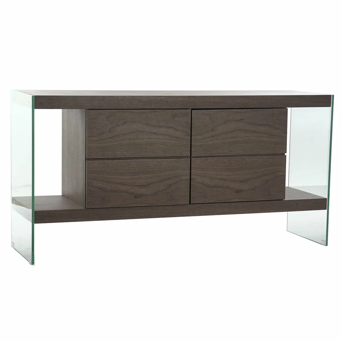 APARADOR DKD HOME DECOR   MARRÓN TRANSPARENTE CRISTAL NOGAL MADERA MDF 160 X 45 X 80 CM