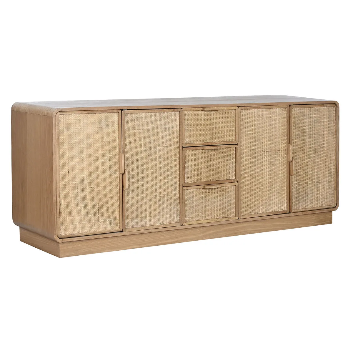 APARADOR HOME ESPRIT NATURAL RATÁN ROBLE MADERA MDF 182 X 45 X 71 CM