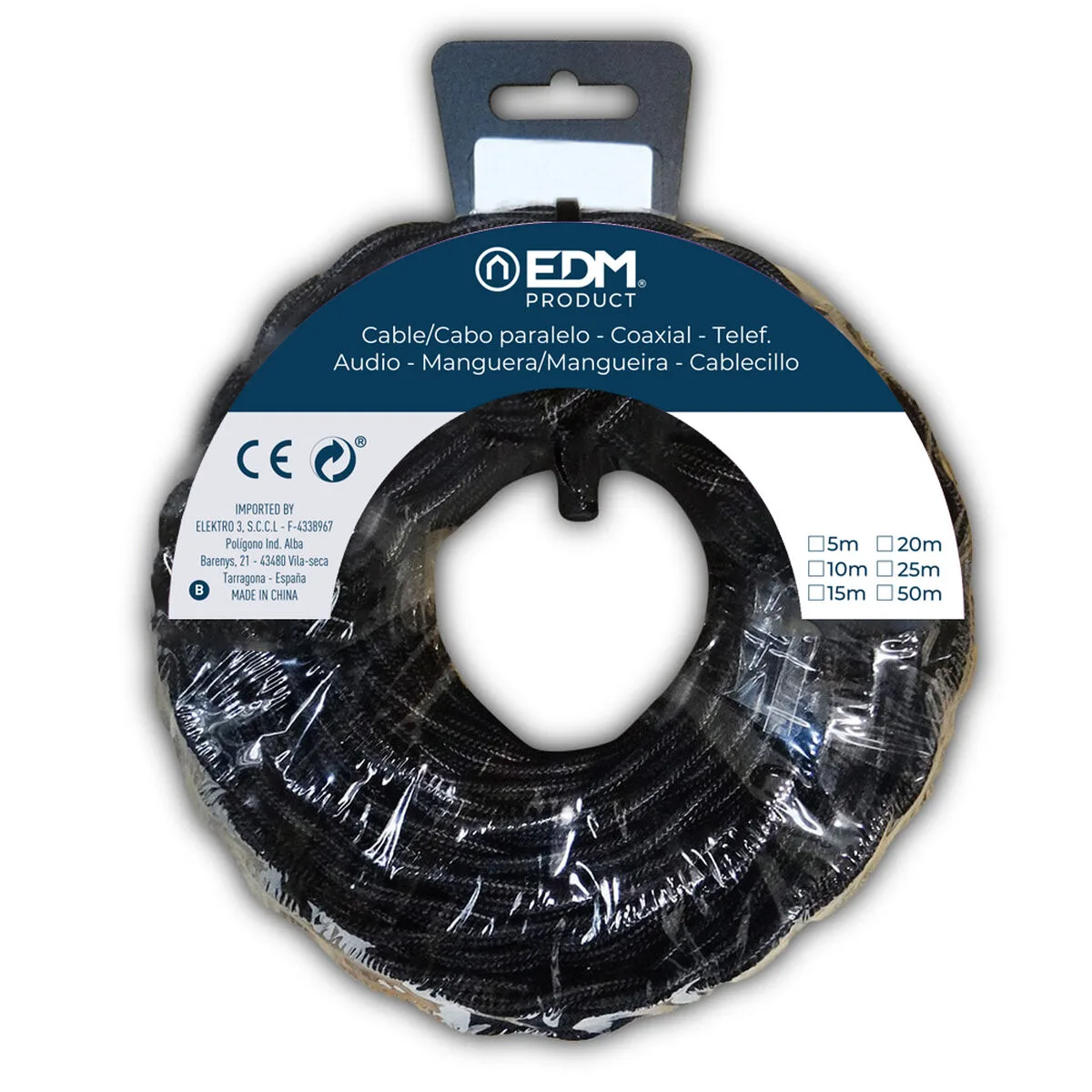 CABLE EDM 11997 NEGRO 2 X 1,5 MM 25 M