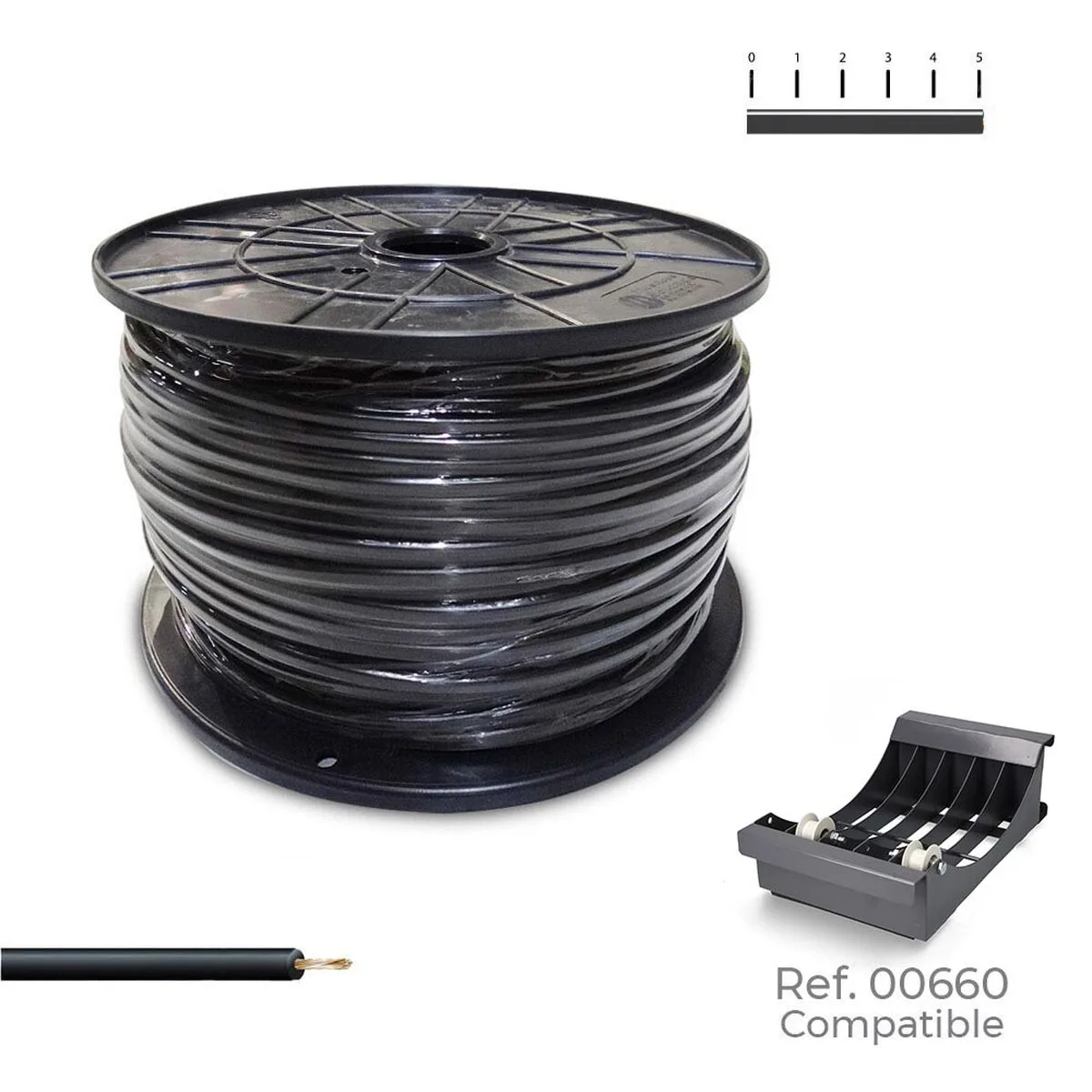 CABLE ELÉCTRICO UNIFILAR SEDILES NEGRO 400 M H07Z1-K BOBINA