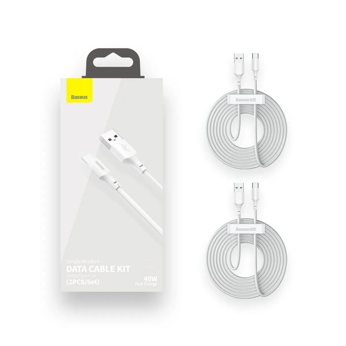 CABLE USB A A USB C BASEUS TZCATZJ-02 BLANCO 1,5 M (2 UNIDADES)