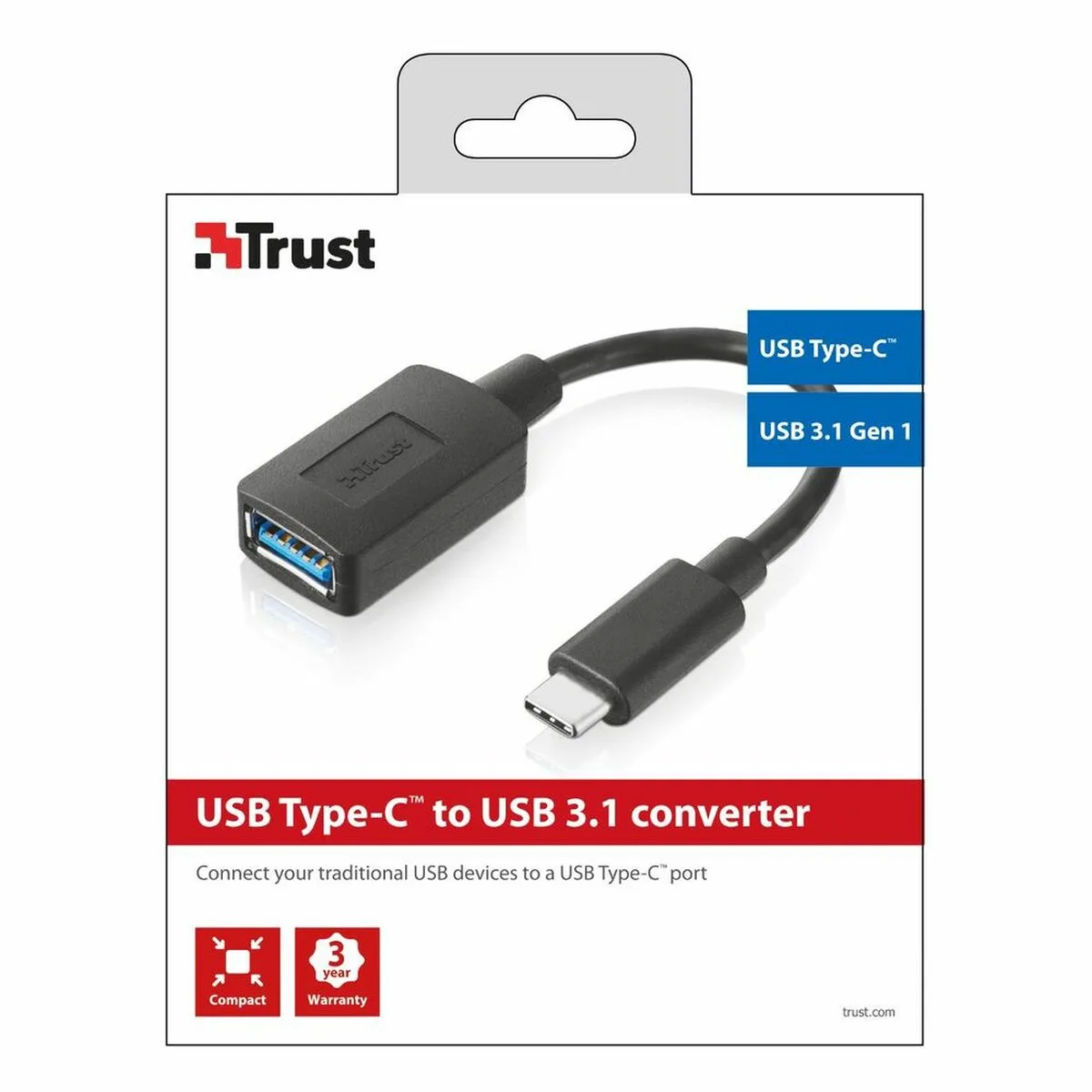 CABLE USB A A USB C TRUST 20967                NEGRO