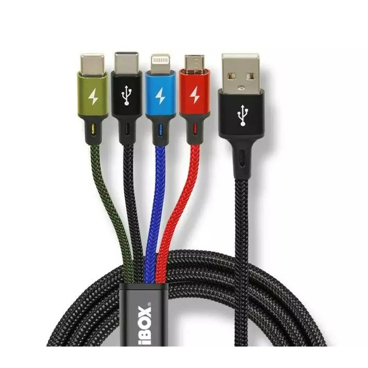 CABLE USB A MICRO USB, USB-C Y LIGHTNING IBOX IKUM4W1CLR NEGRO MULTICOLOR 1,2 M