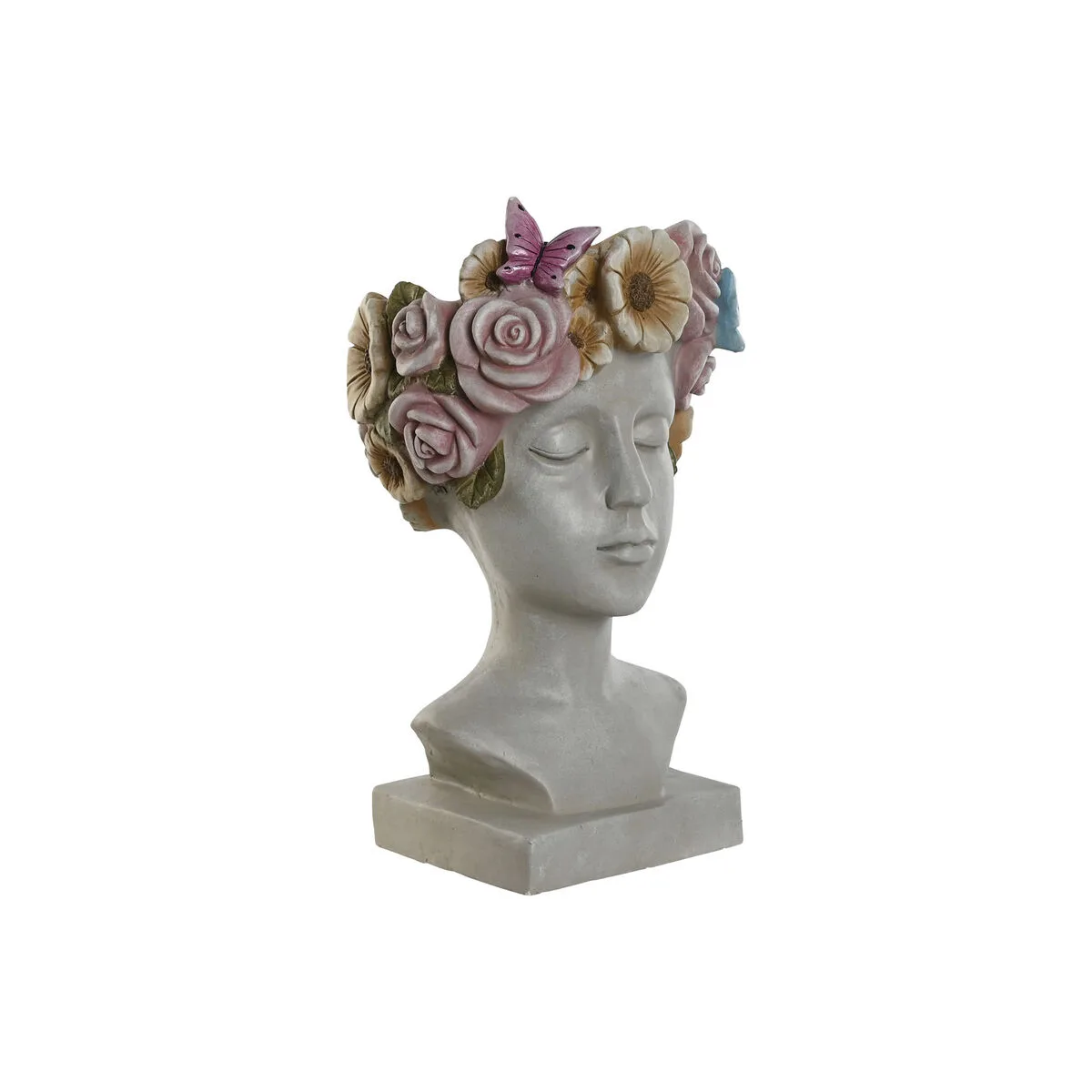 MACETERO HOME ESPRIT GRIS MULTICOLOR FIBRA MAGNESIO CHICA 32 X 28 X 53 CM