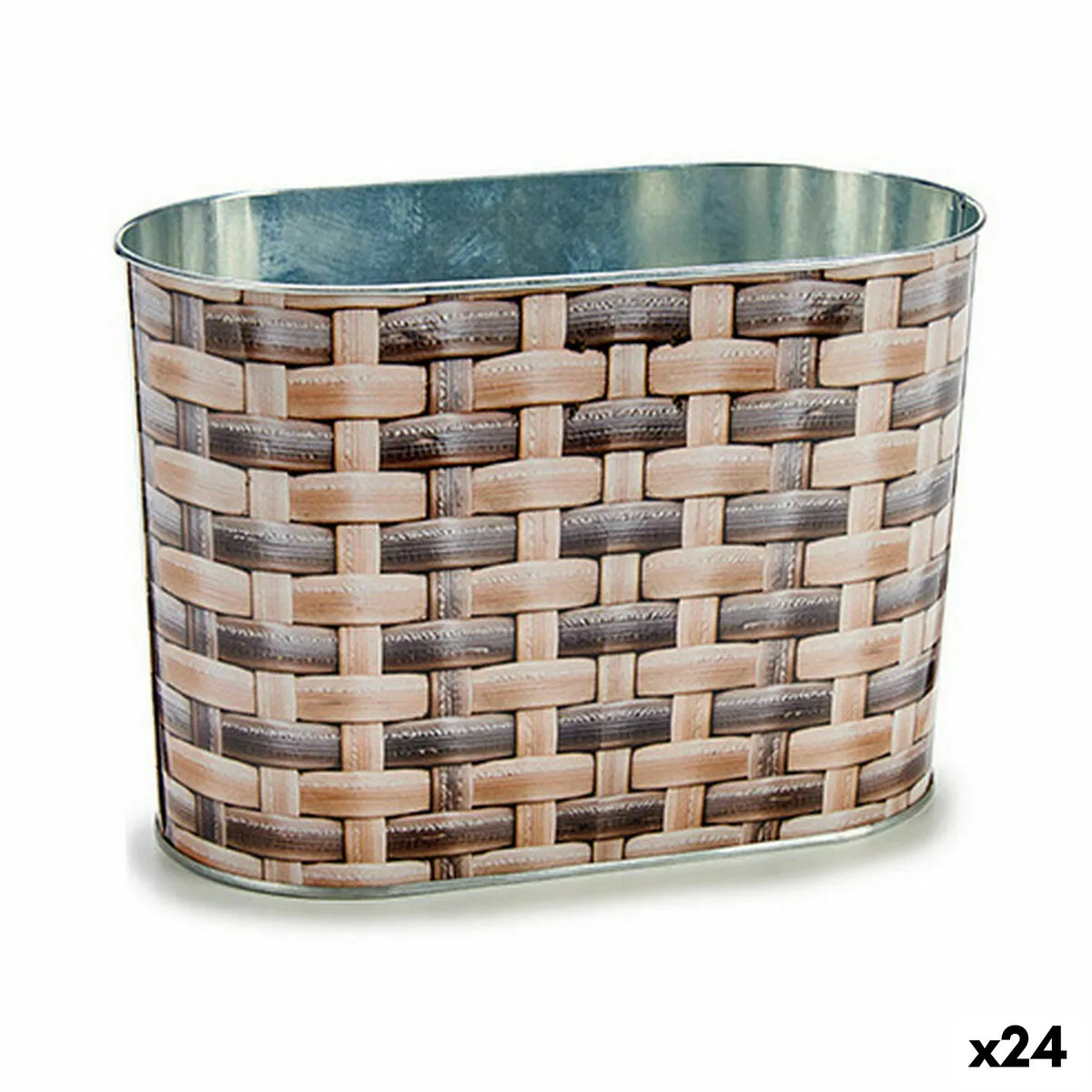 MACETERO IBERGARDEN H18A3528D METAL MIMBRE OVALADO 12,7 X 15 X 23,5 CM (24 UNIDADES)