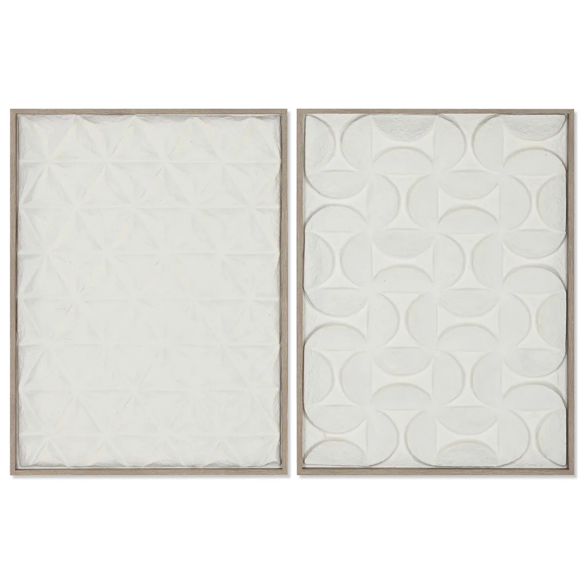 CUADRO HOME ESPRIT BLANCO NATURAL ABSTRACTO URBANO 60 X 3 X 80 CM (2 UNIDADES)