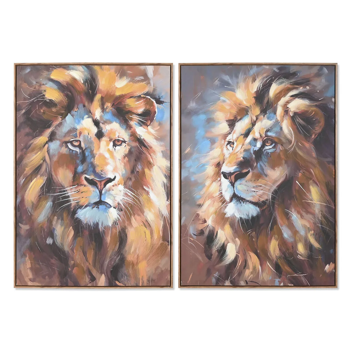 CUADRO HOME ESPRIT AZUL NARANJA COLONIAL LEÓN 70 X 3,5 X 100 CM (2 UNIDADES)