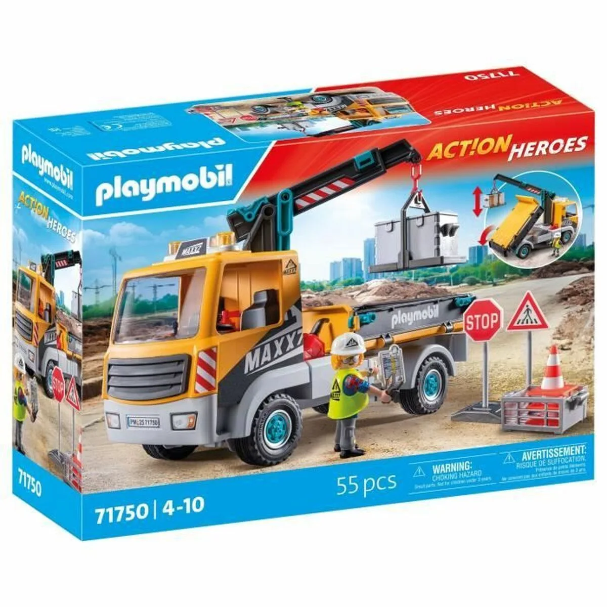 CAMIÓN CON GRÚA PLAYMOBIL 71750 AZUL