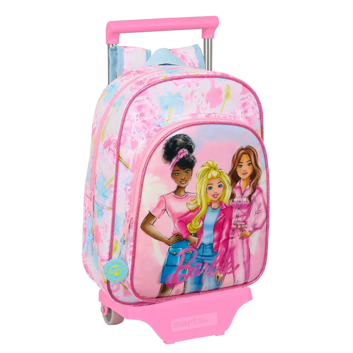 MOCHILA ESCOLAR CON RUEDAS BARBIE PAINTERLY ROSA AZUL CIELO 26 X 11 X 67 CM 26 X 34 X 11 CM
