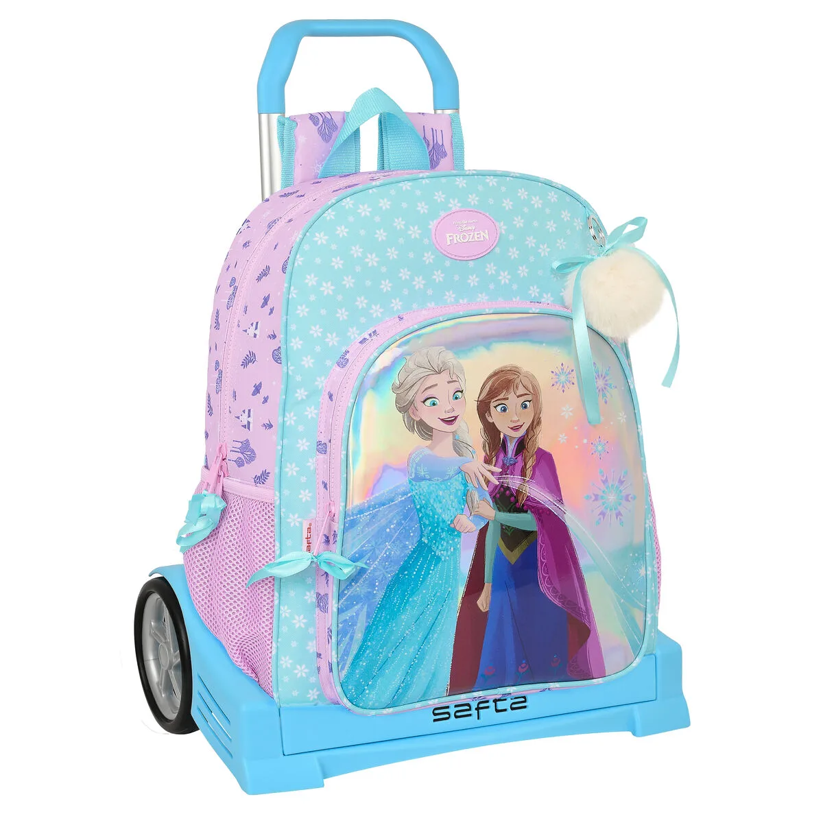 MOCHILA ESCOLAR CON RUEDAS FROZEN COOL DAYS VIOLETA AZUL CIELO 33 X 42 X 14 CM