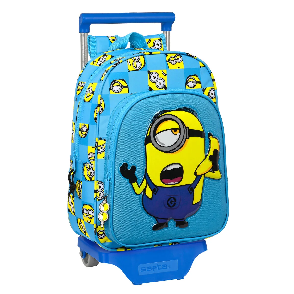 MOCHILA ESCOLAR CON RUEDAS MINIONS MINIONSTATIC AZUL (26 X 34 X 11 CM)