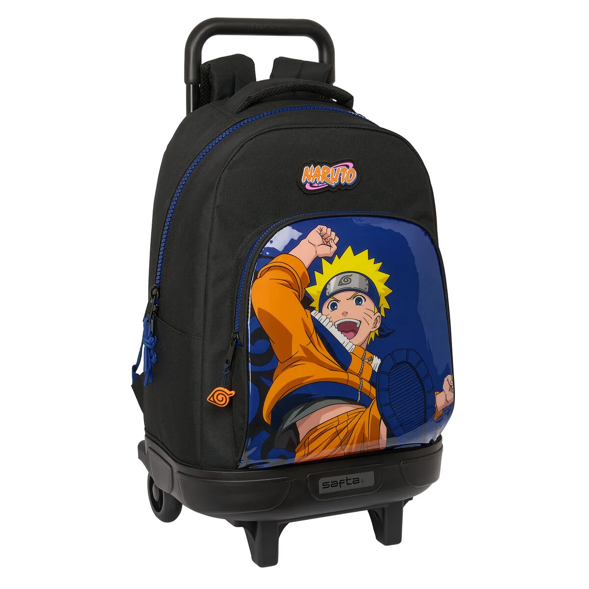 MOCHILA ESCOLAR CON RUEDAS NARUTO NINJA AZUL NEGRO 33 X 45 X 22 CM