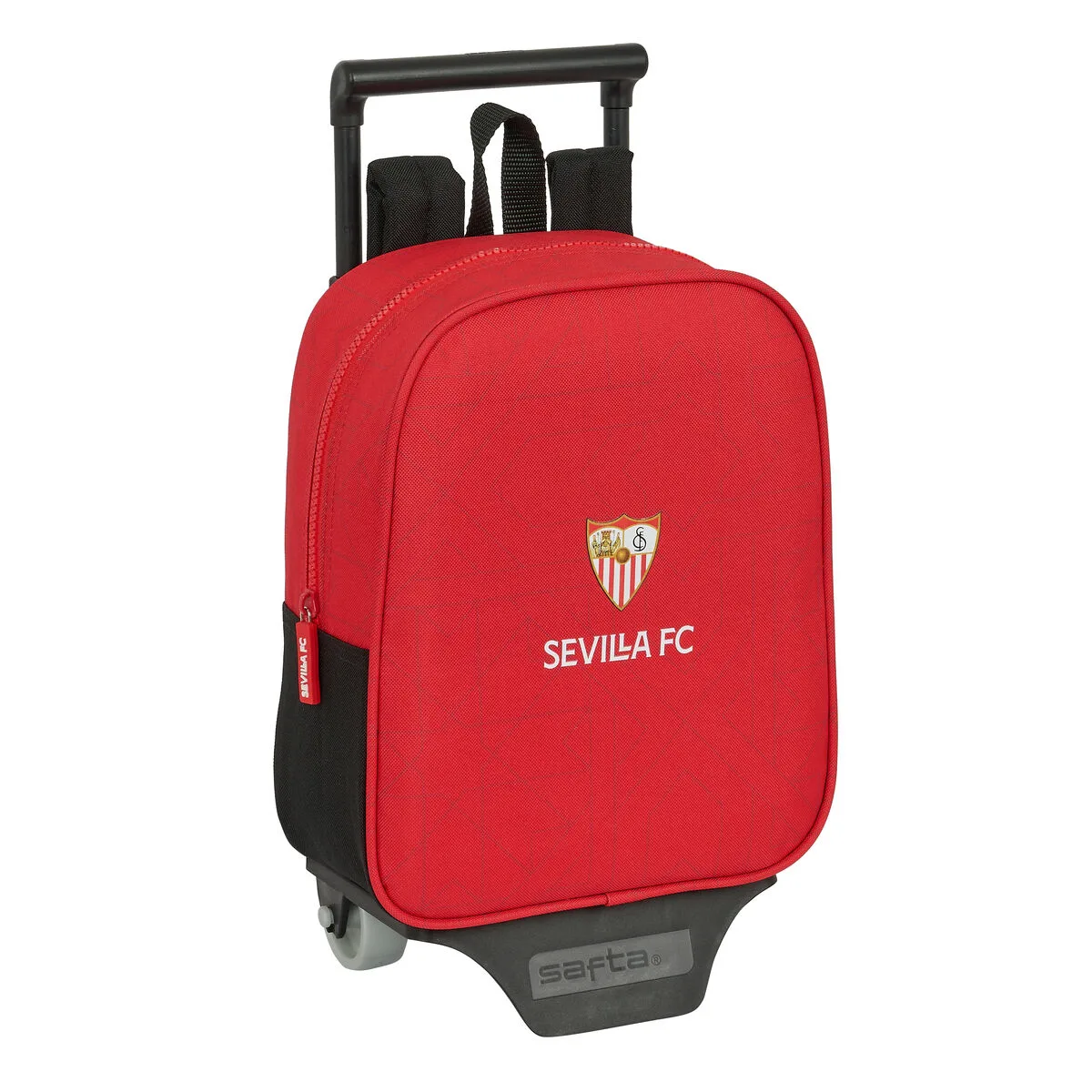 MOCHILA ESCOLAR CON RUEDAS SEVILLA FÚTBOL CLUB NEGRO ROJO 22 X 27 X 10 CM