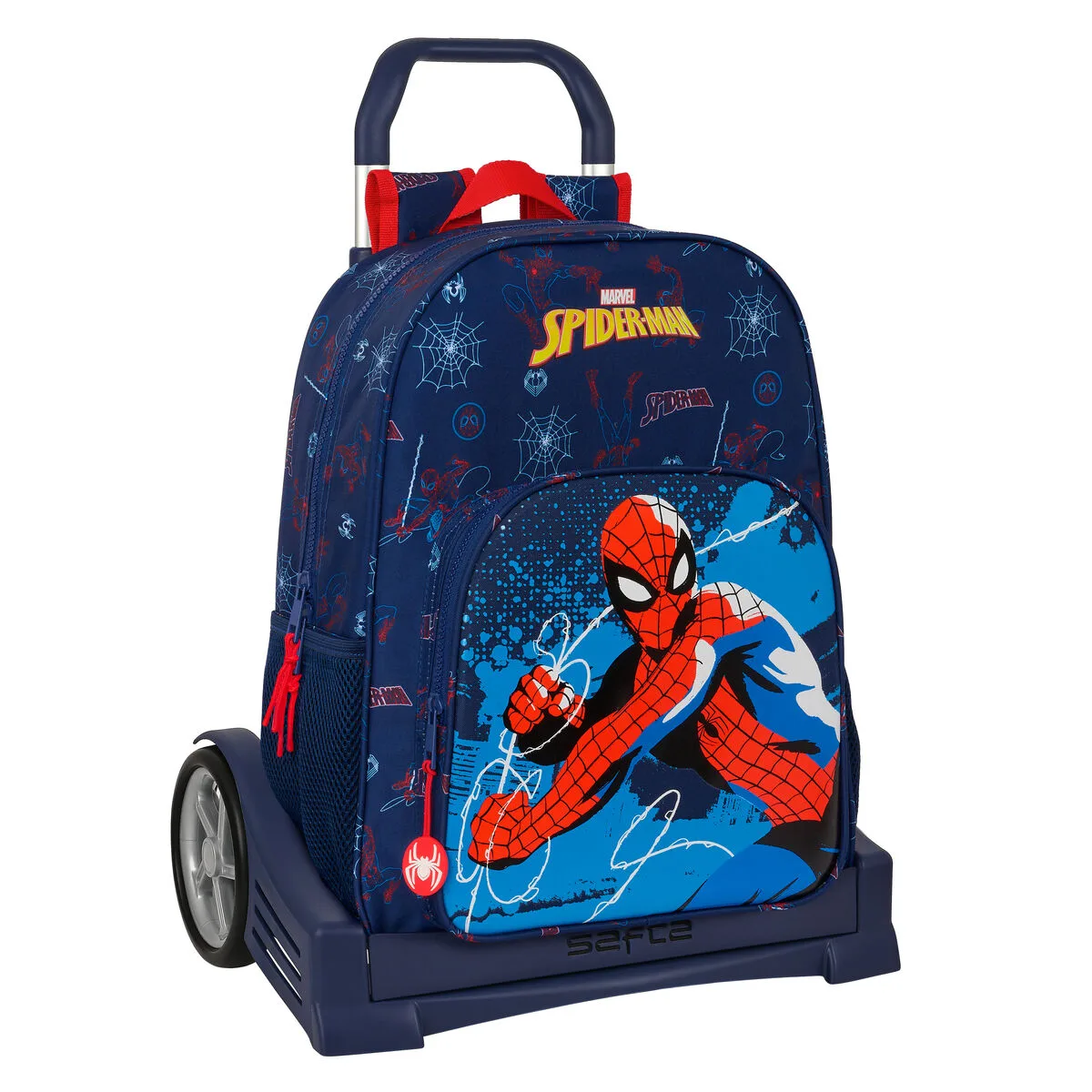MOCHILA ESCOLAR CON RUEDAS SPIDER-MAN NEON AZUL MARINO 33 X 42 X 14 CM