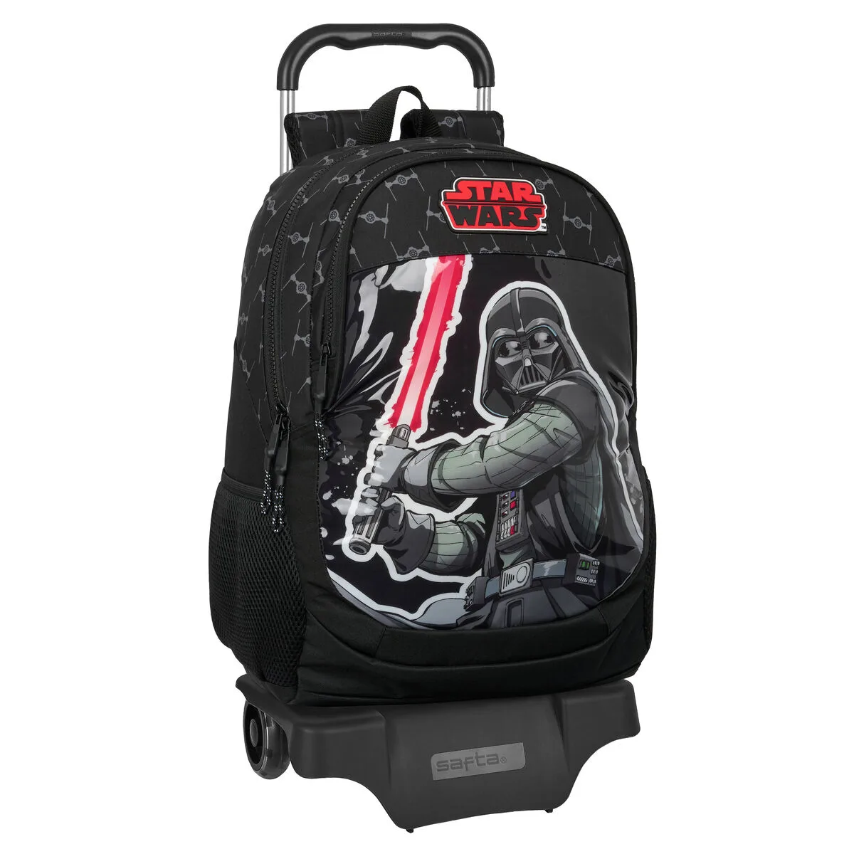 MOCHILA ESCOLAR CON RUEDAS STAR WARS THE FIGHTER NEGRO 32 X 44 X 16 CM