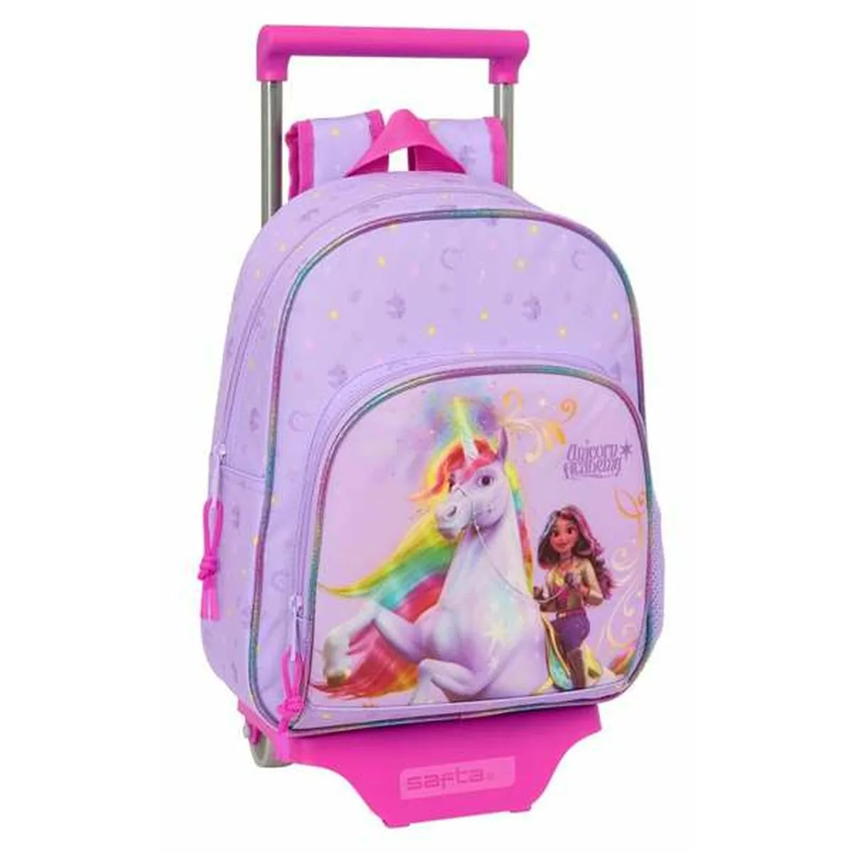 MOCHILA ESCOLAR CON RUEDAS UNICORN ACADEMY LILA 28 X 34 X 10 CM