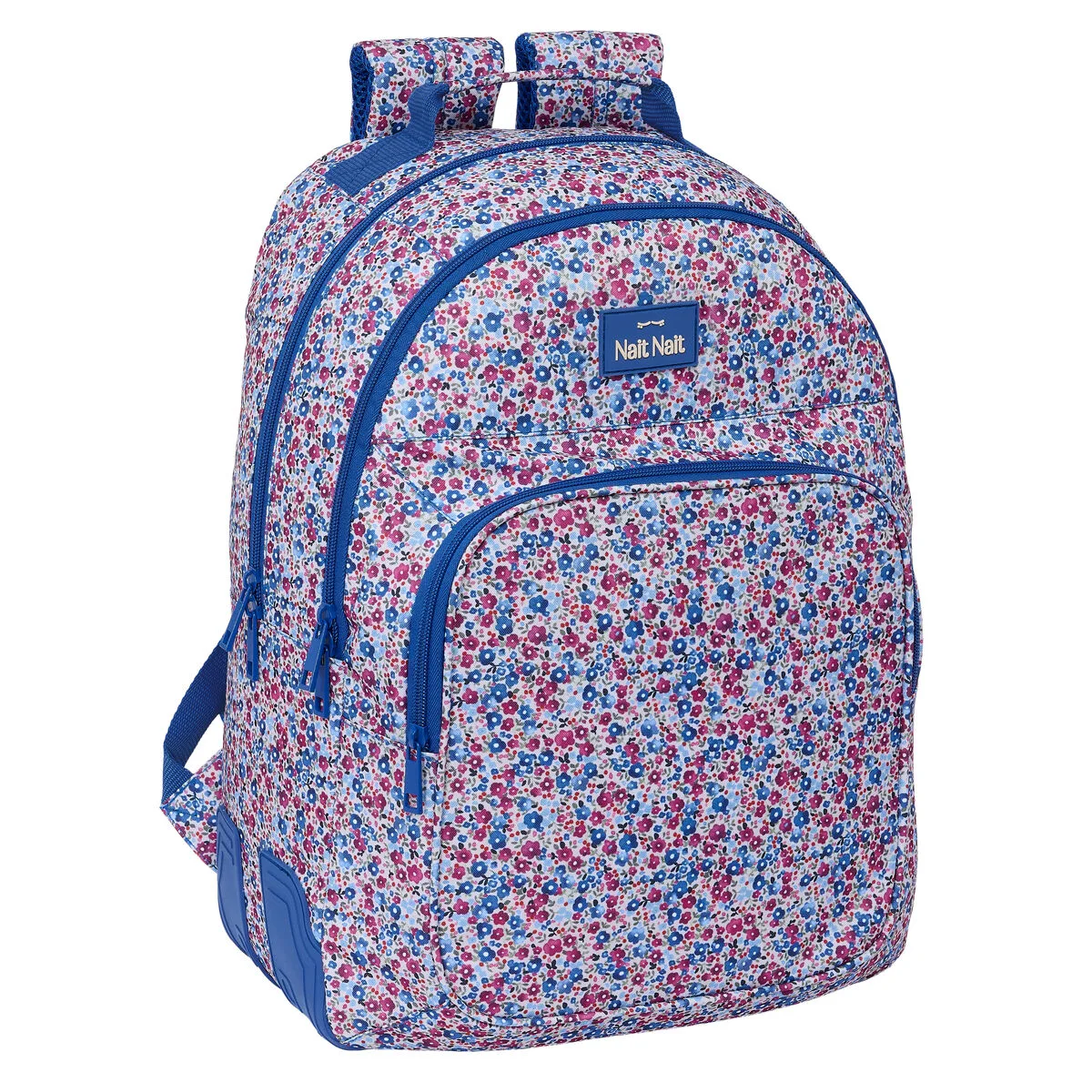 MOCHILA ESCOLAR NAIT NAIT FLORES COIMBRA AZUL AZUL 32 X 42 X 15 CM