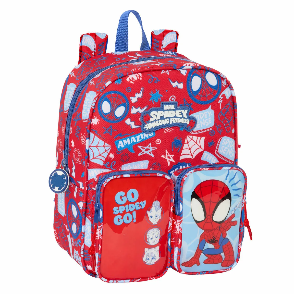 MOCHILA ESCOLAR SPIDER-MAN RESCUE AZUL ROJO 22 X 27 X 10 CM