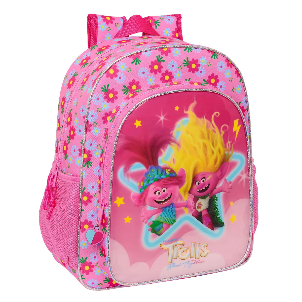 MOCHILA ESCOLAR TROLLS ROSA 32 X 38 X 12 CM