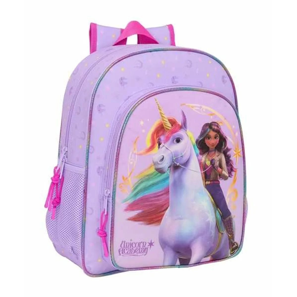MOCHILA ESCOLAR UNICORN ACADEMY LILA 32 X 38 X 12 CM