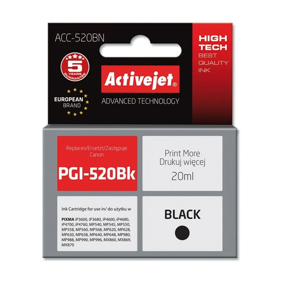 CARTUCHO DE TINTA COMPATIBLE ACTIVEJET ACC-520BN NEGRO